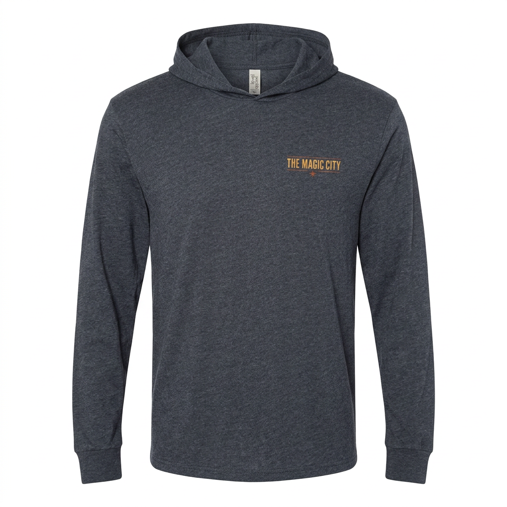 Magic City Skypoint Hooded Long Sleeve Tee front on a white background