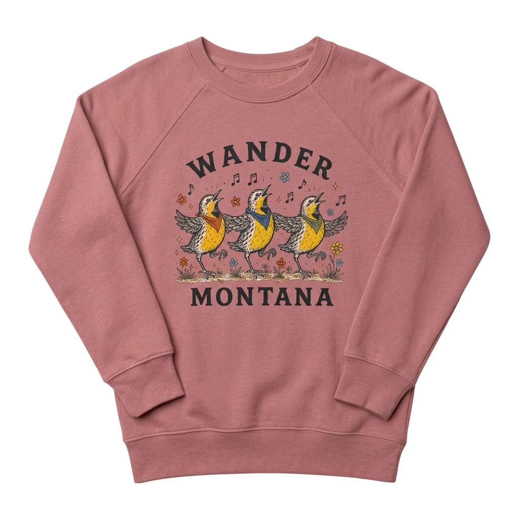 Children’s Grateful Larks Sweatshirt on a white background without hanger or neckline tag