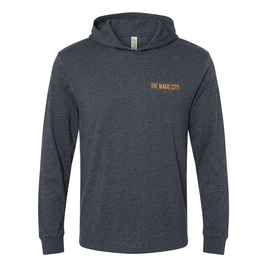 Magic City Skypoint Hooded Long Sleeve Tee front on a white background
