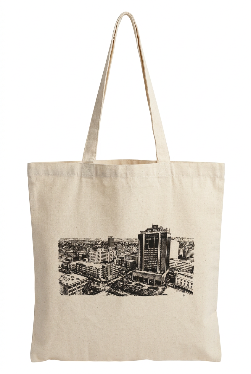 Above Billings Tote rephotographed on a white background with wall hook removed